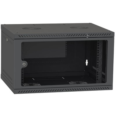 Шкаф телекоммуникационный двери стекло (черный) IPCOM 6U 600x600 301431 фото